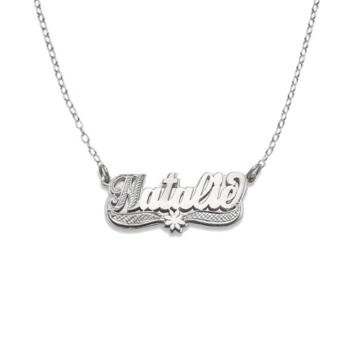 Silver double nameplates - Bargain Bazaar Jewelry