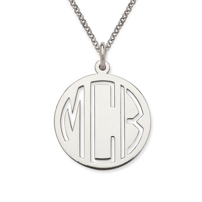 Block Cut Out 925 Sterling Silver Monogram Necklace