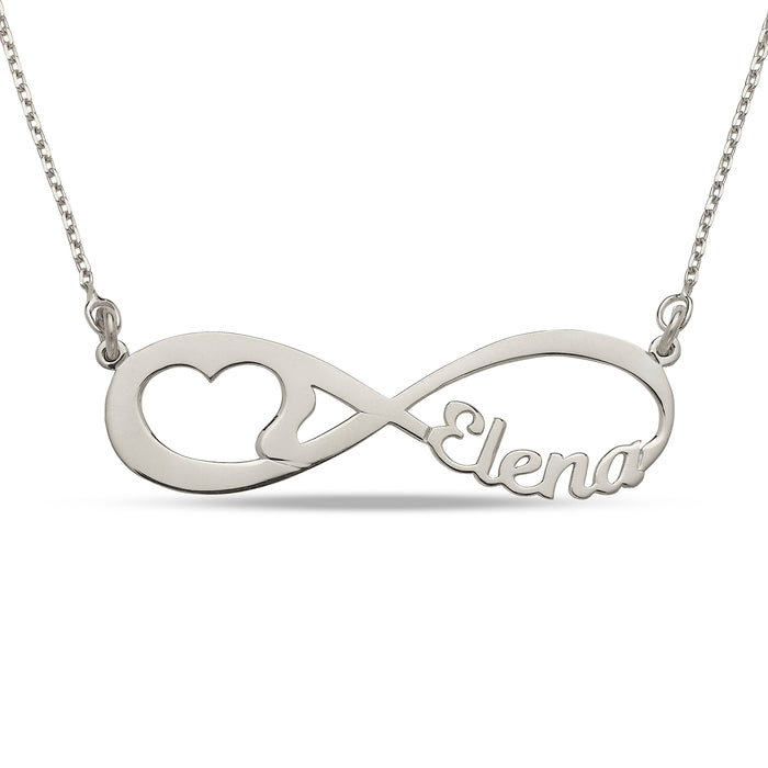 Infinity Name with Heart 925 Sterling Silver Necklace
