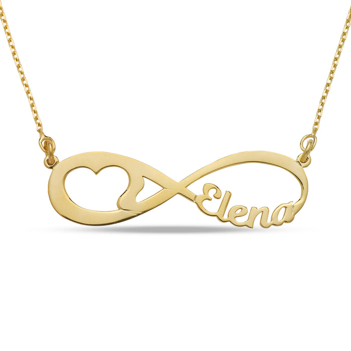 Infinity Name with Heart Gold Necklace