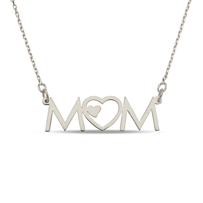 Mom with Hearts 925 Sterling Silver Necklace