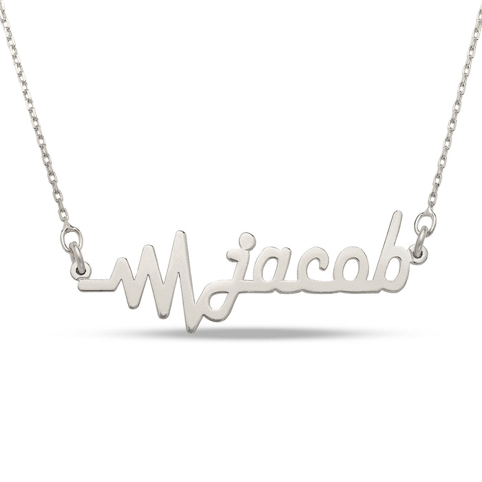 Name with Heart Bit 925 Sterling Silver Necklace