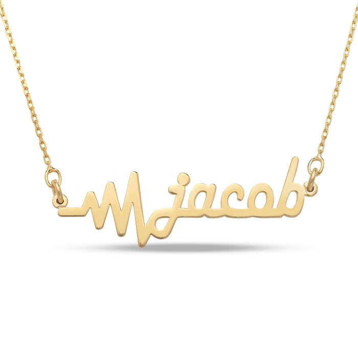 Name with Heart Bit Gold Necklace