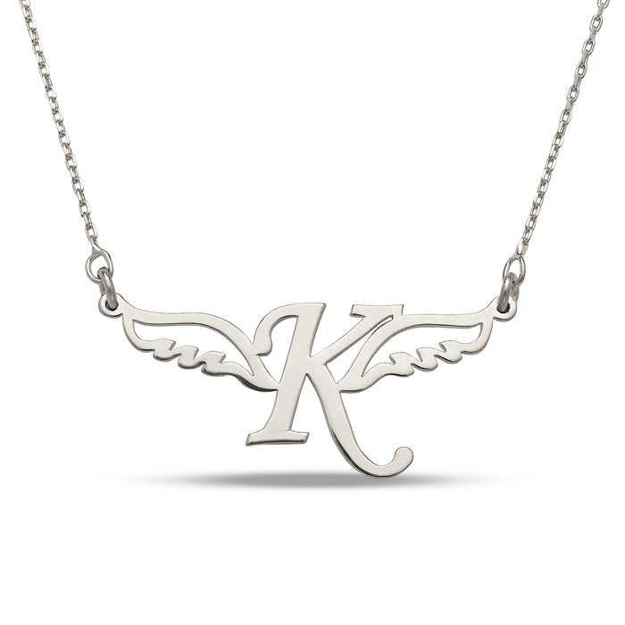 Wings Initial 925 Sterling Silver Necklace