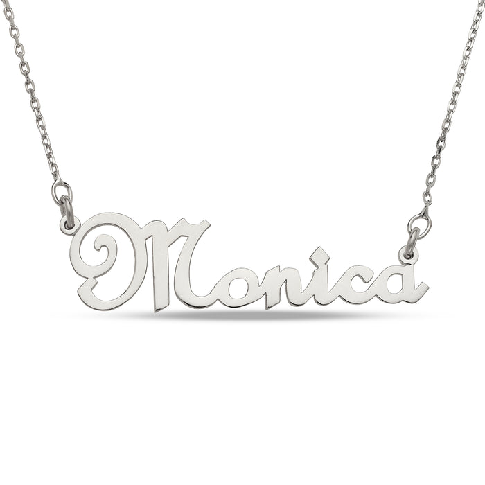 French Script 925 Sterling Silver Nameplate Necklace