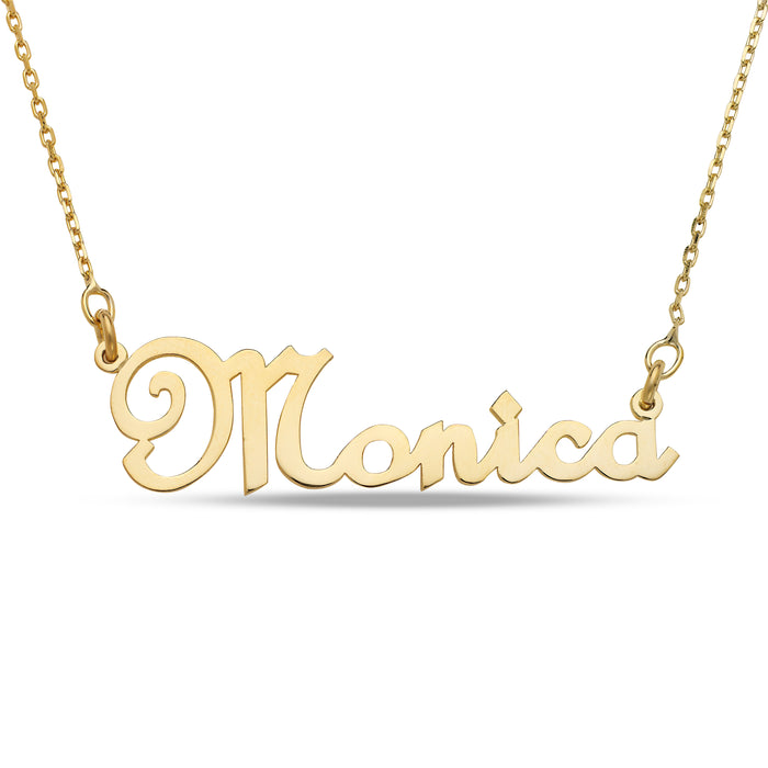 French Script Gold Nameplate Necklace