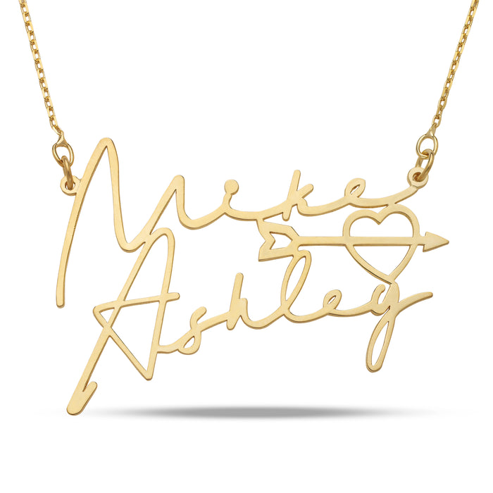 Signature Gold Nameplate with Love Heart Necklace