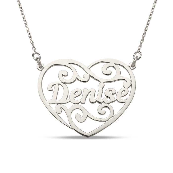 Heart Name Monogram 925 Sterling Silver Necklace