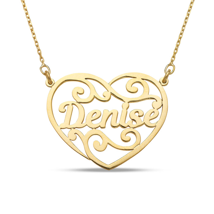 Heart Name Monogram Gold Necklace