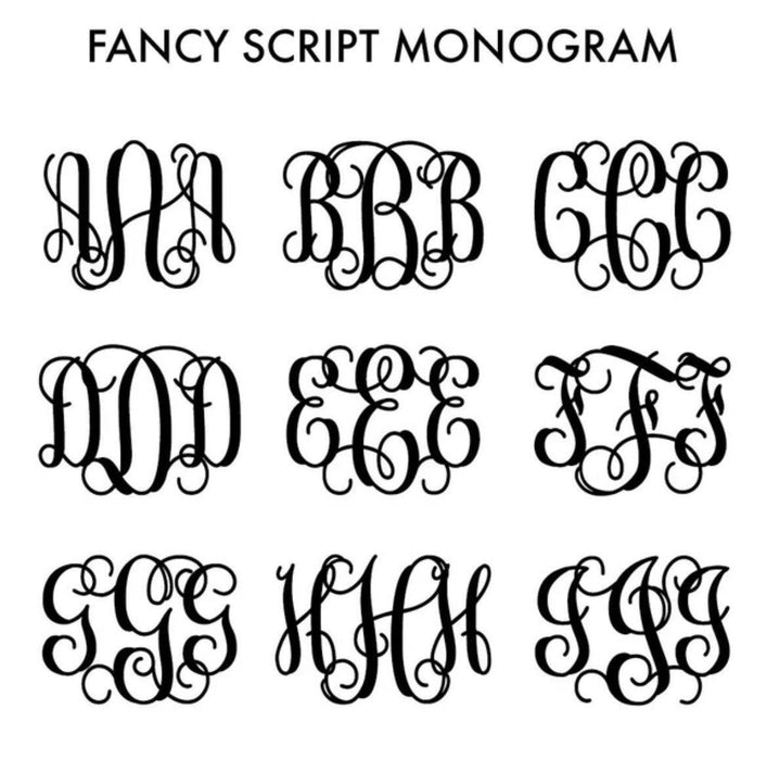 Large Fancy Script Monogram. 925 Sterling Silver Necklace