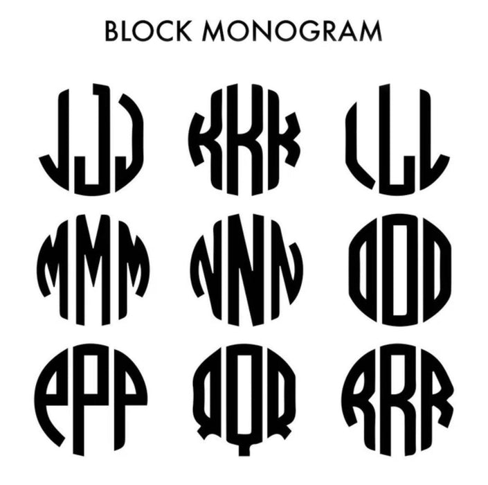 Block Three Initial Gold Monogram Necklace Large