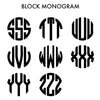 Medium Block Three Initial. 925 Sterling Silver Monogram Necklace