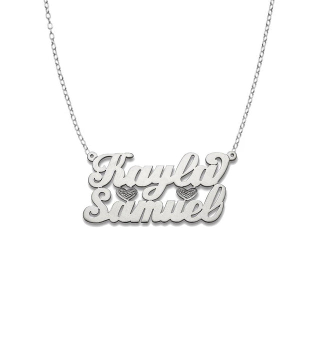 Two Names Script 925 Sterling Silver Nameplate Necklace