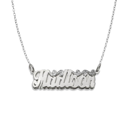 Script Carved 925 Sterling Silver Double Nameplate Necklace