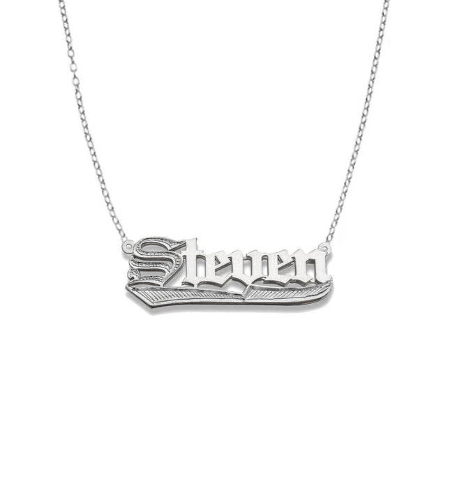 Heart Design 925 Sterling Silver Double Nameplate Necklace - Bargain Bazaar Jewelry