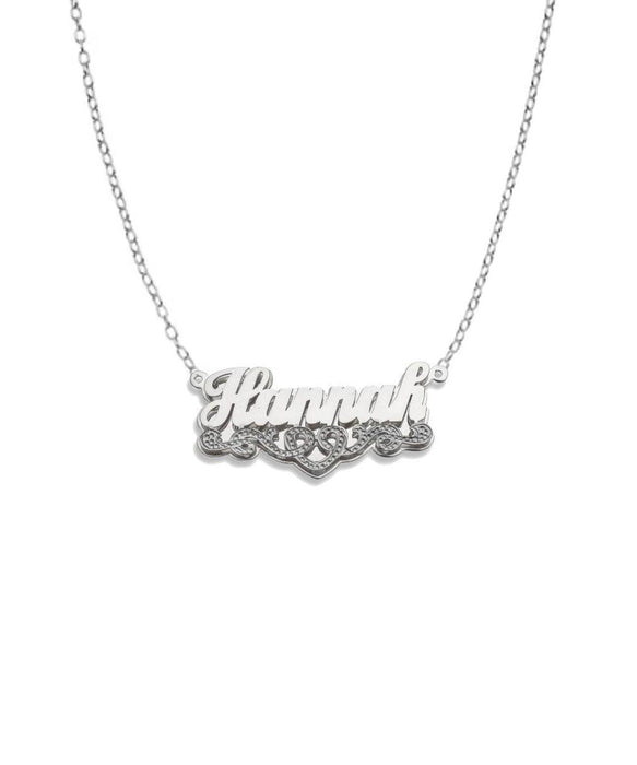Heart Script 925 Sterling Silver Double Nameplate Necklace - Bargain Bazaar Jewelry