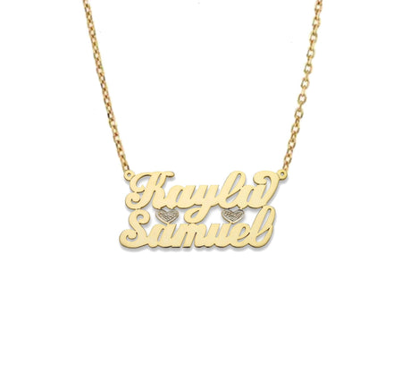 Two Names Script Gold Necklace - Bargain Bazaar Jewelry