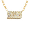 Gold Two Names Script Diamond Cut Double Jewelry Nameplate Necklace