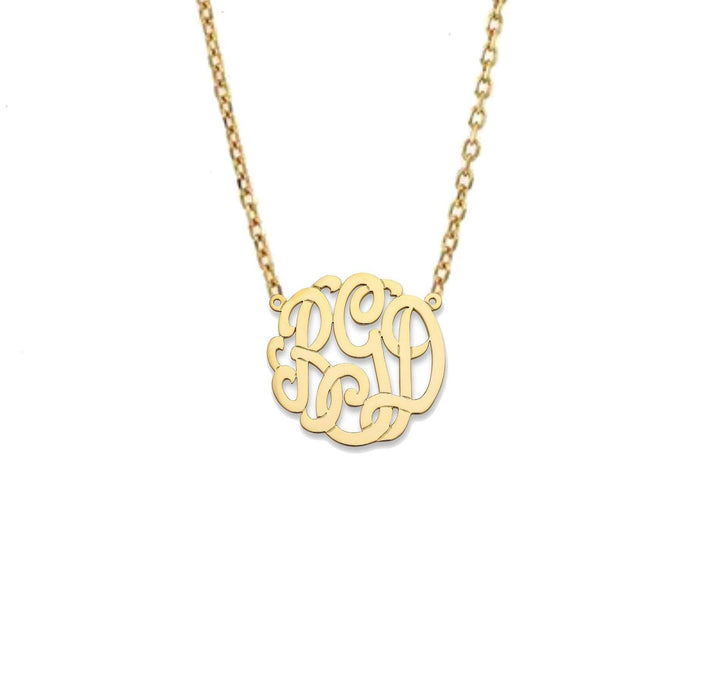 Monogram Gold Necklace Classic Script Small - Bargain Bazaar Jewelry
