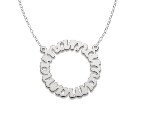 Script Round Monogram. 925 Sterling Silver Necklace - Mama