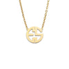 Small Block Two Initial Gold Monogram Necklace