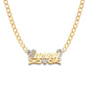 Script Heart Design Gold Double Nameplate Necklace - Bargain Bazaar Jewelry