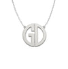Medium Block Two Initial. 925 Sterling Silver Monogram Necklace
