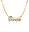 Heart Gold Double Nameplate First Letter Diamond Cut Necklace - Bargain Bazaar Jewelry