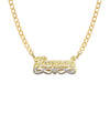 One Heart Design Gold Double Nameplate Necklace - Bargain Bazaar Jewelry