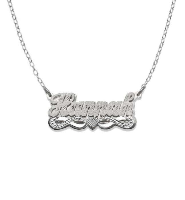 One Heart Design. 925 Sterling Silver Double Nameplate Necklace - Bargain Bazaar Jewelry