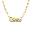 Script Two Hearts Design Gold Double Nameplate Necklace - Bargain Bazaar Jewelry