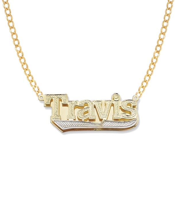 Gold Double Jewelry Nameplate Necklace - Bargain Bazaar Jewelry