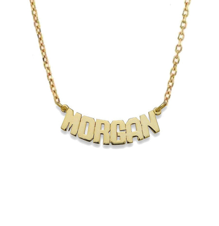Curb Block Gold Nameplate Jewelry Necklace