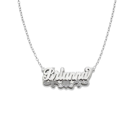 Script Three Hearts 925 Sterling Silver Double Nameplate Necklace