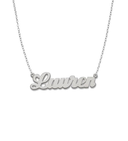 Simple Script 925 Sterling Silver Nameplate Necklace