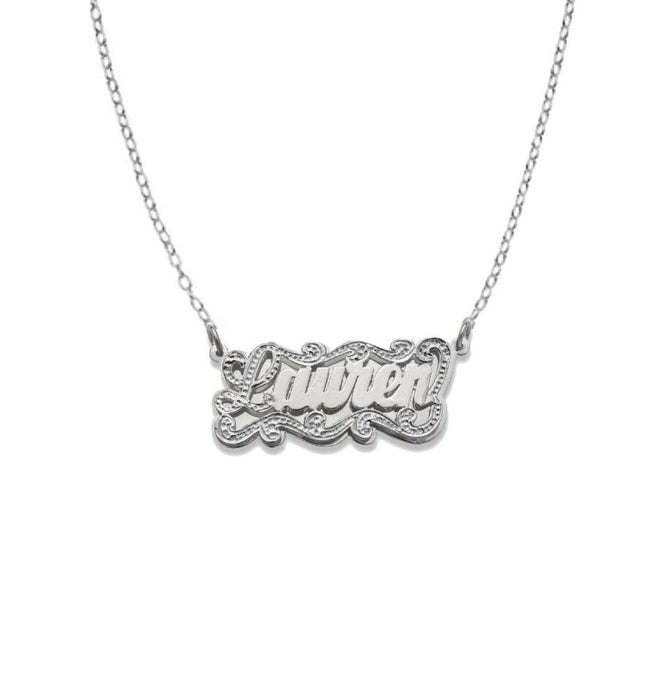 Script Design 925 Sterling Silver Double Nameplate Necklace