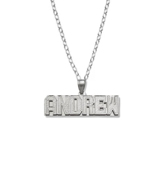 Block 925 Sterling Silver Double Nameplate Necklace