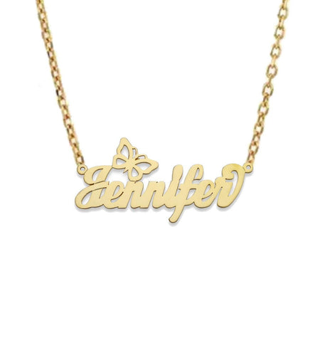 Butterfly Gold Nameplate Jewelry Necklace