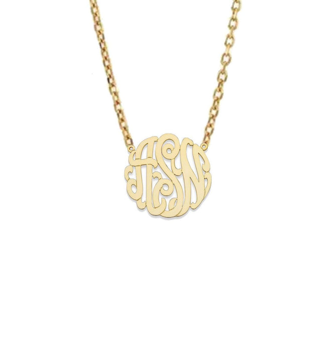 Monogram Gold Necklace Classic Script Large - Bargain Bazaar Jewelry