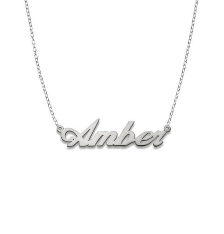 Modern Script 925 Sterling Silver Nameplate Necklace