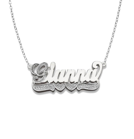 Two Hearts 925 Sterling Silver Double Nameplate Necklace
