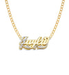 Script Gold Double Nameplate First Letter Diamond Cut Necklace