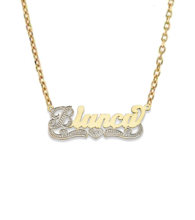 Heart Script Gold Nameplate Necklace - Bargain Bazaar Jewelry