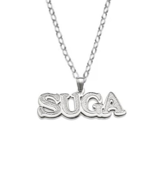 Script 925 Sterling Silver Double Nameplate Necklace