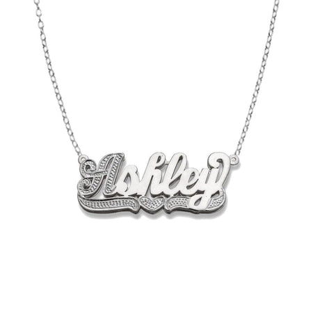 Heart Script 925 Sterling Silver Double Nameplate Necklace - Bargain Bazaar Jewelry