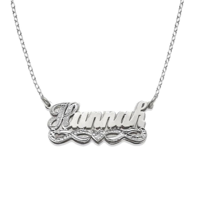 Heart. 925 Sterling Silver Double Nameplate Necklace - Bargain Bazaar Jewelry