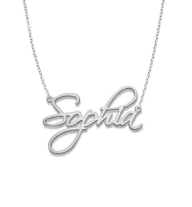 Script 925 Sterling Silver Nameplate Necklace