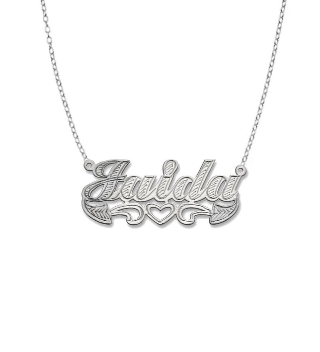 Heart 925 Sterling Silver Nameplate Necklace - Bargain Bazaar Jewelry