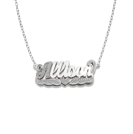 Script 925 Sterling Silver Double Nameplate Necklace