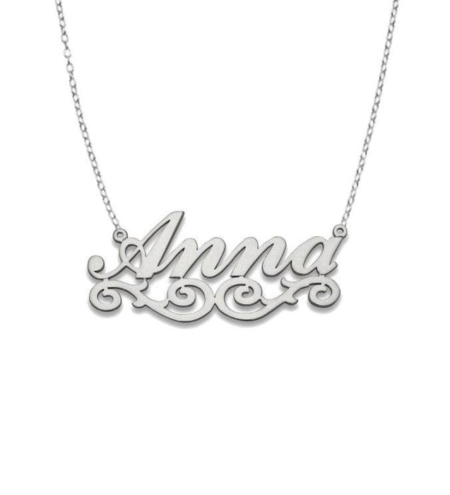 Fancy Script 925 Sterling Silver Jewelry Nameplate Necklace